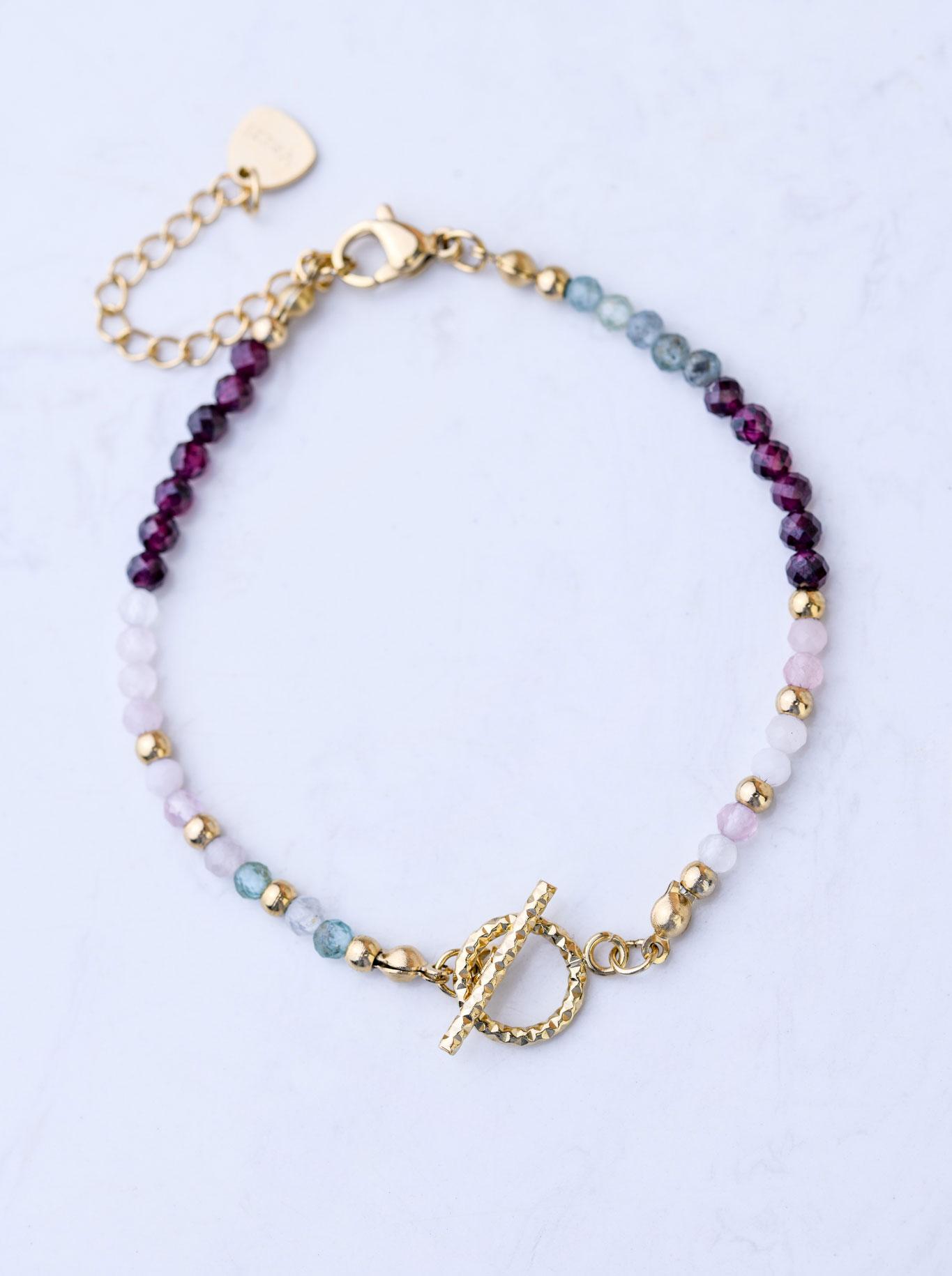 Brățară Agat gradient, oțel aurit S108672Z00