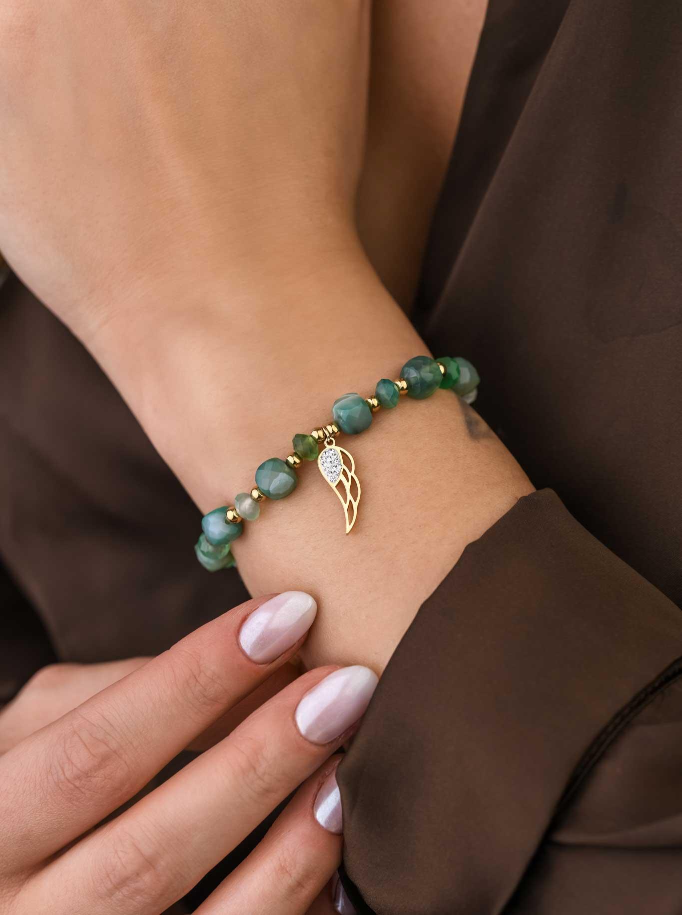 Brățară aripă, Agat, oțel auriu S108963Z00