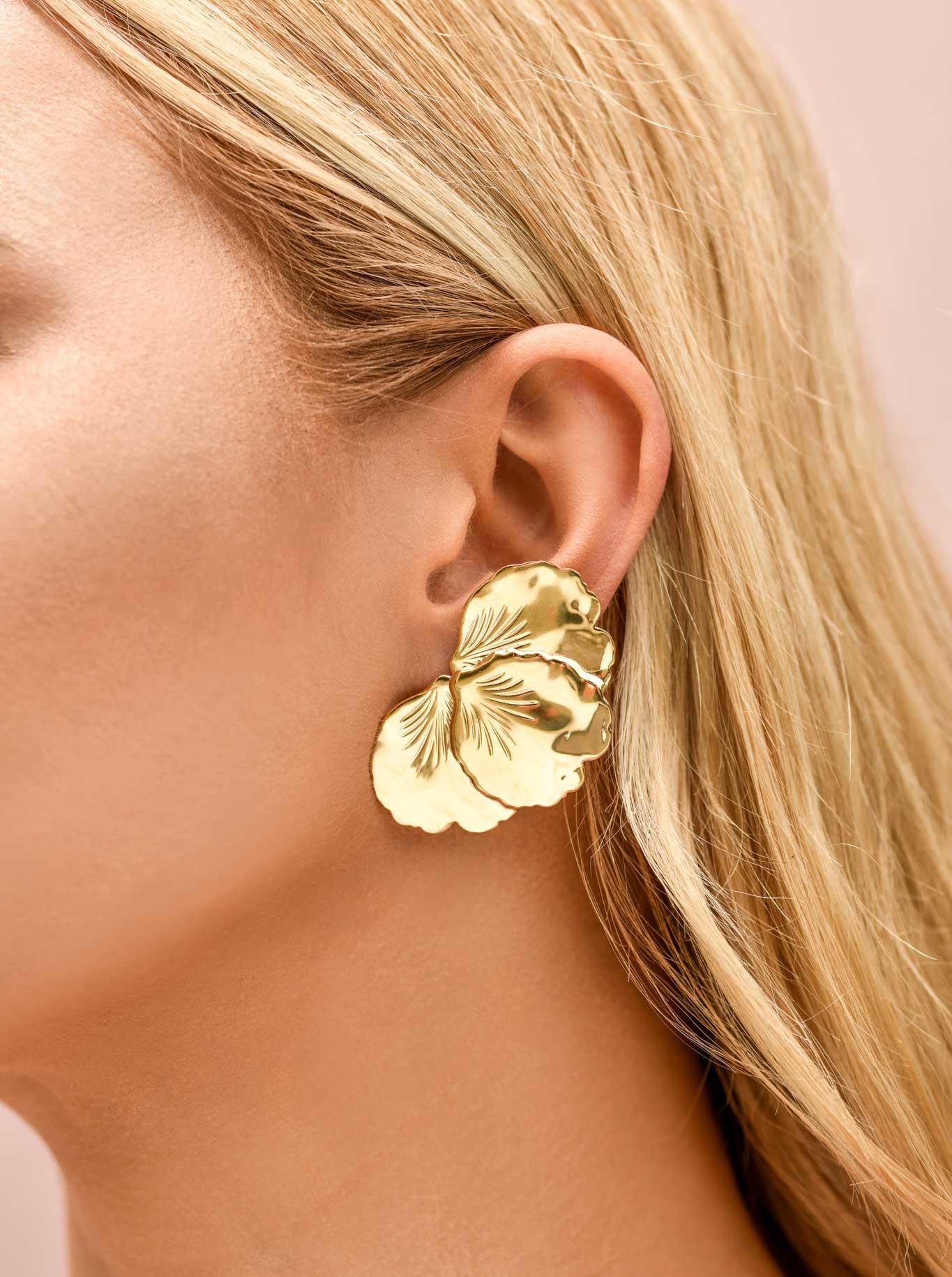 Cercei petale de flori, oțel aurit S209446Z00