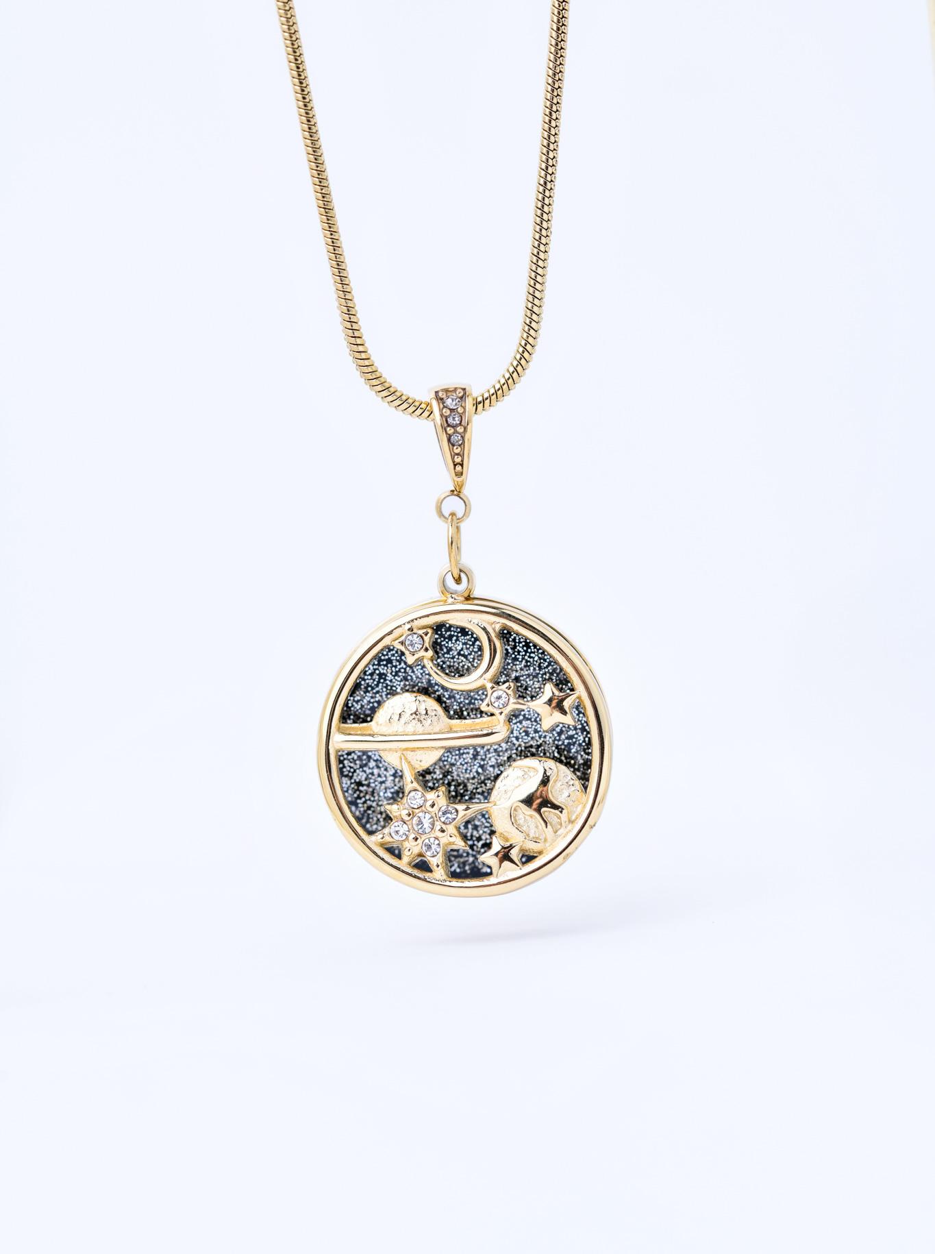 Colier planetă, stele, oțel auriu S310620Z00