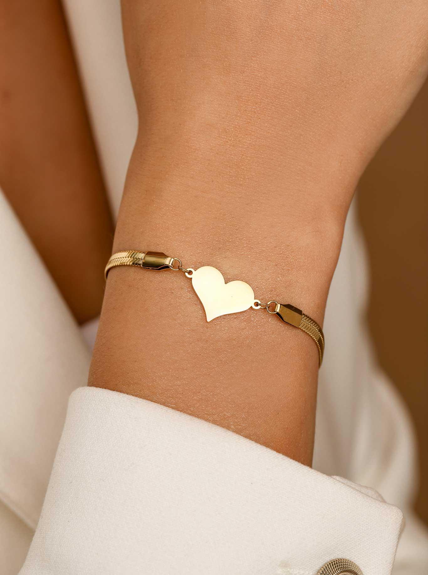 Brățară dublă, inimi, bile, oțel auriu S112281Z00