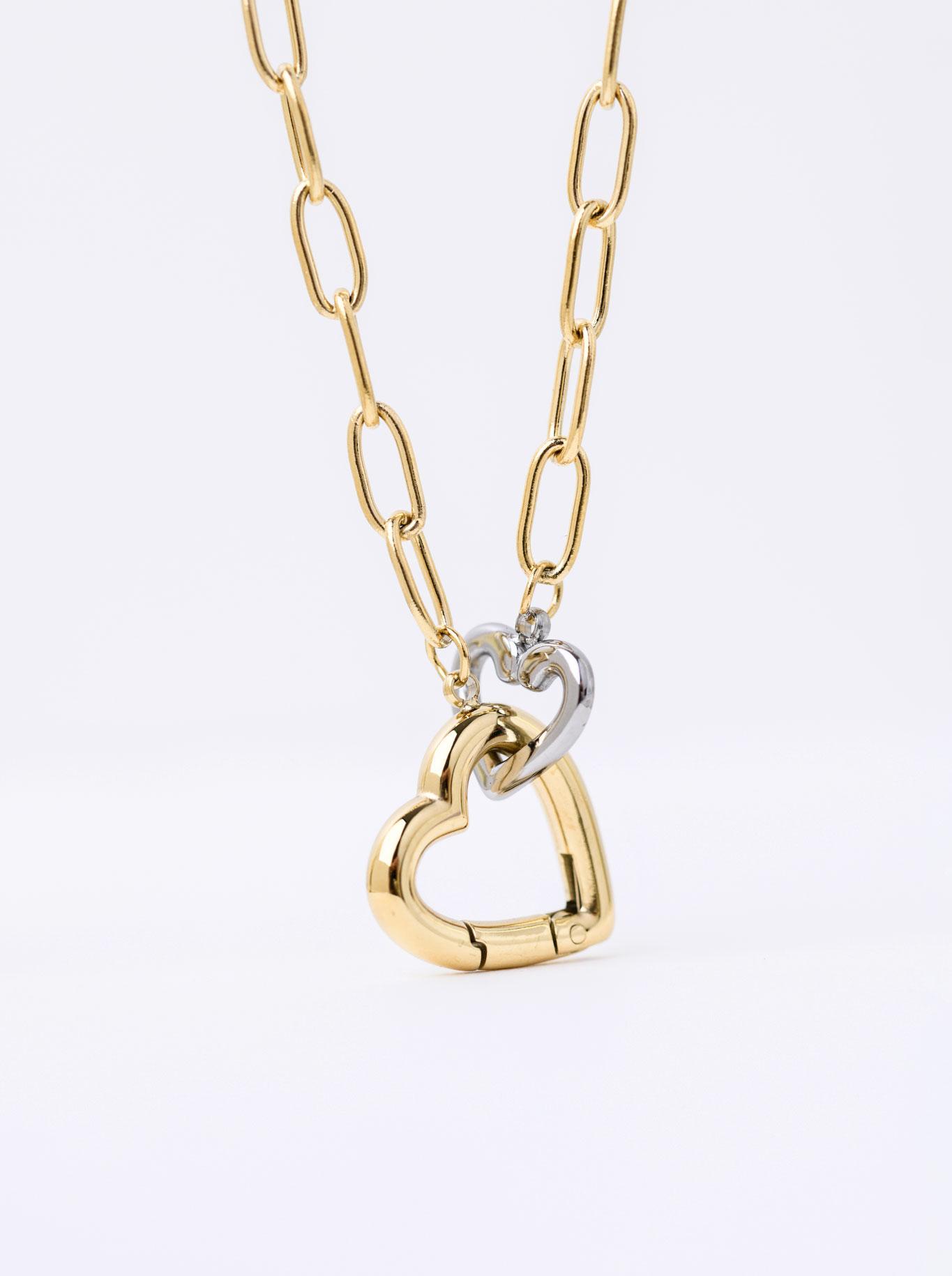 Colier inimioare, oțel auriu S312341M00