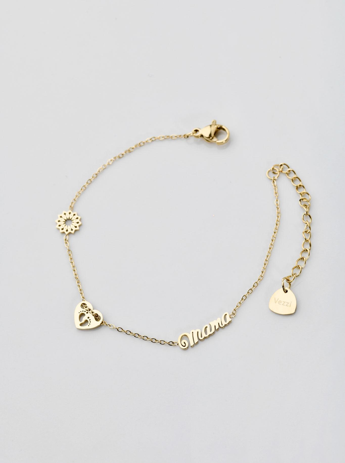 Brățară Mamă, inimioară, piciorușe, aurie S104712Z00