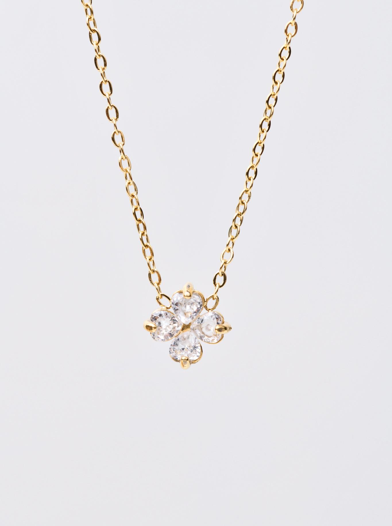 Colier floare cu cristale, aurii S306623Z02