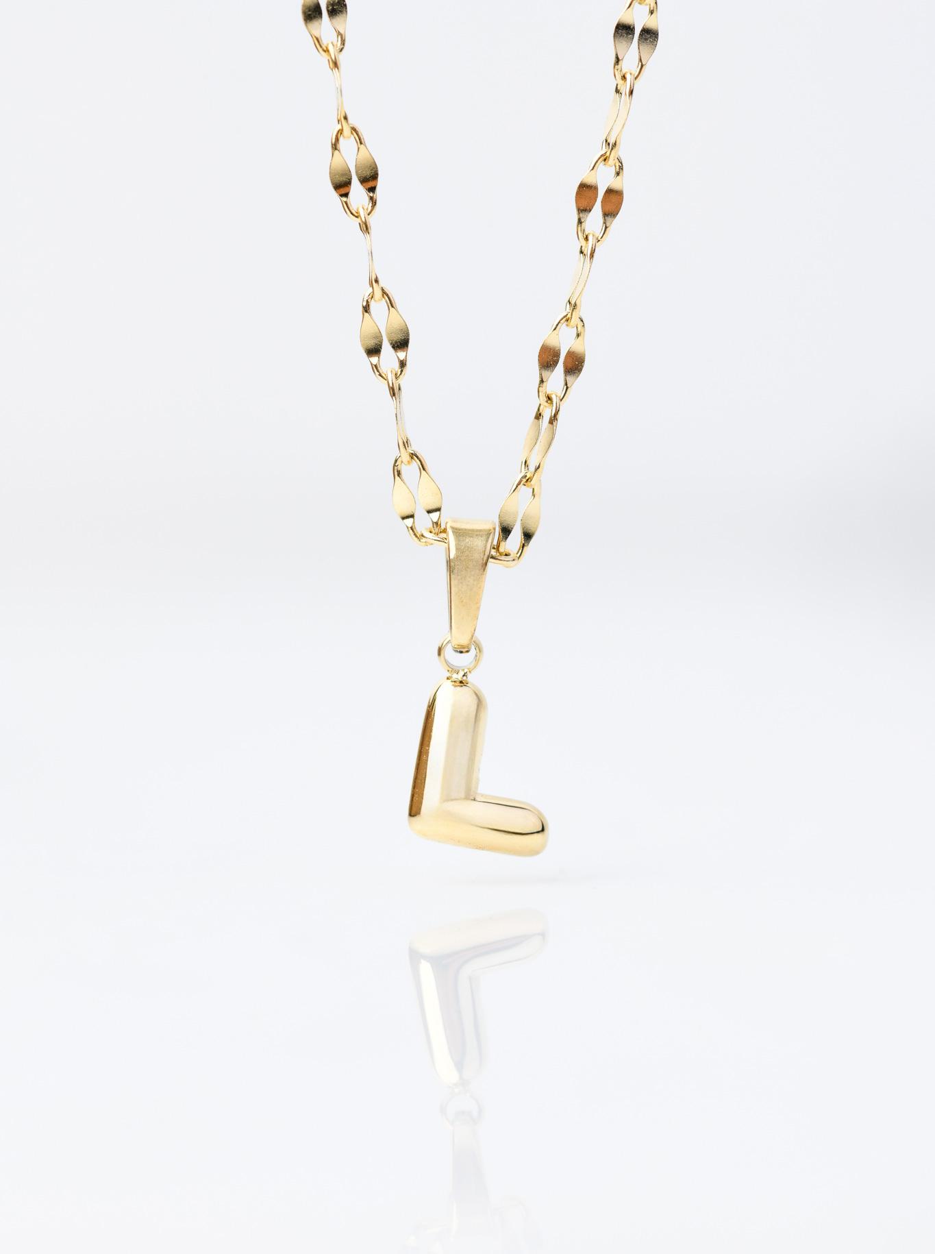 Colier litera L înflorată, aurie S306922Z00