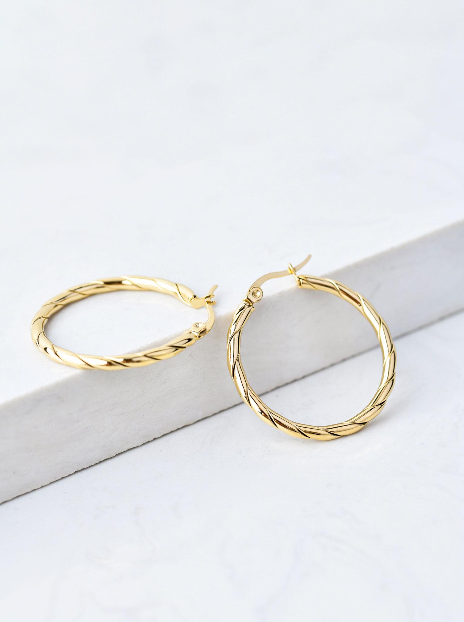 Cercei inele torsionate, aurie S207454Z00